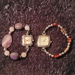 NEW Two Swap Watches Amethyst & Flower Beads‎ Need Batteries
